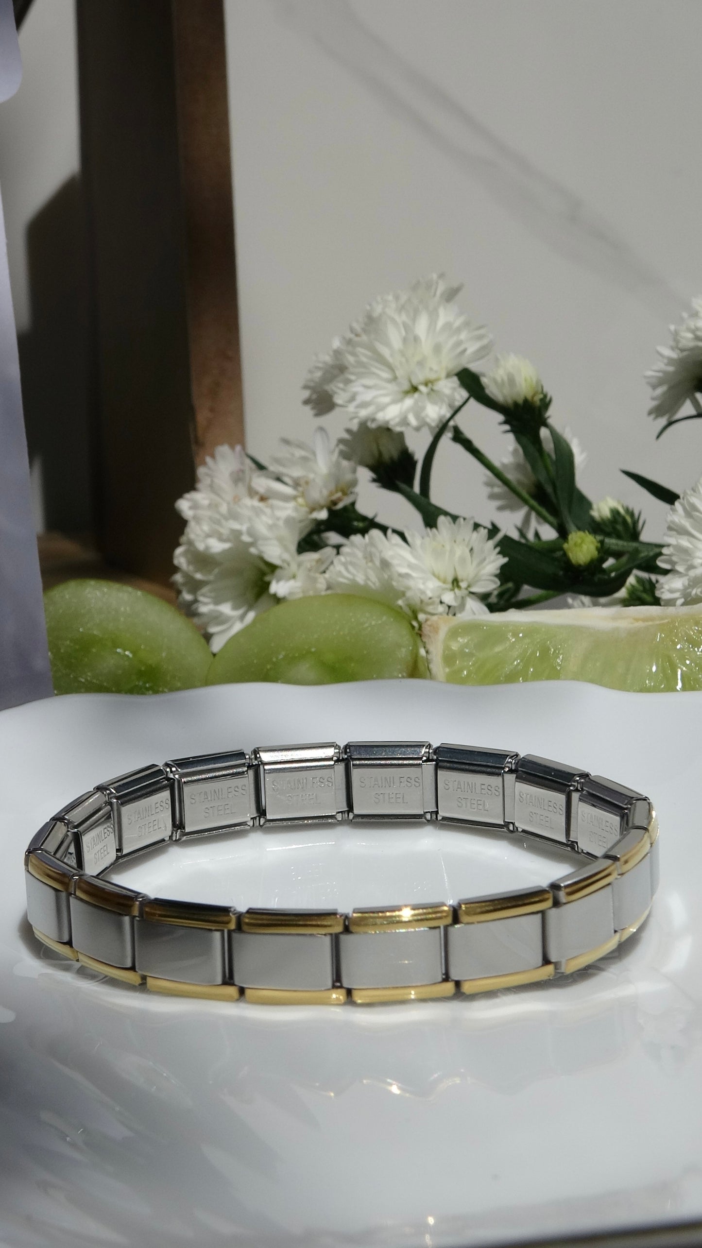 Brazalete Italiano Plateado y Dorado